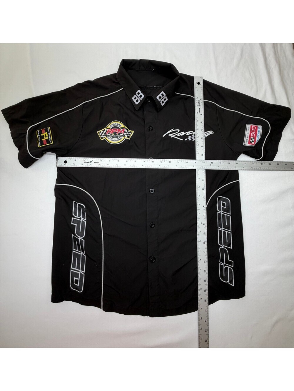 Copper Rivet Men's Button Down Shirt Speed Racing Rally 88 Size Medium Black - Picture 9 of 10